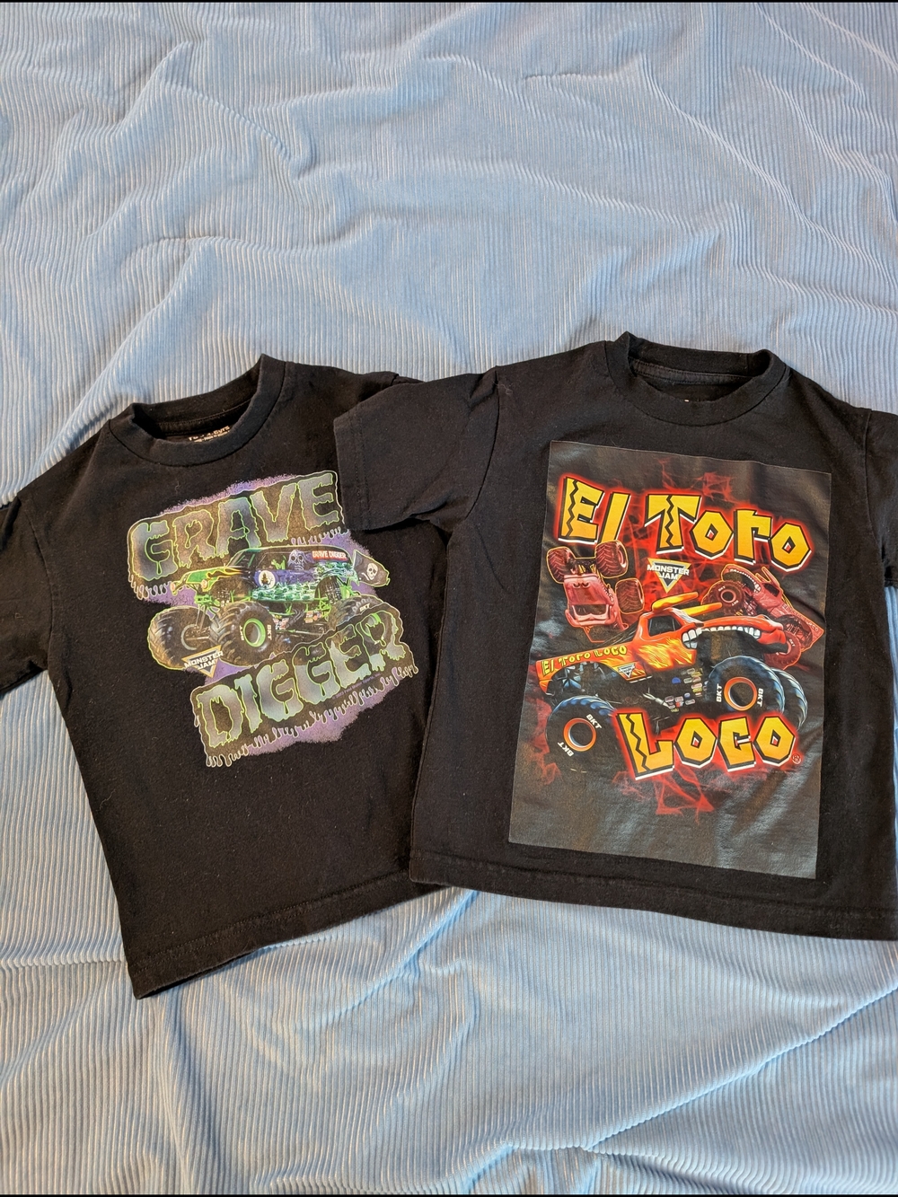 Black Monster Truck Graphic Tees - Grave Digger & El Toro Loco Size Small